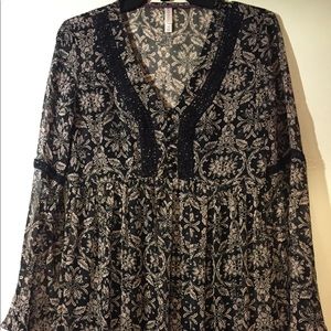 Brown Maxi Dress with Lace Trimming